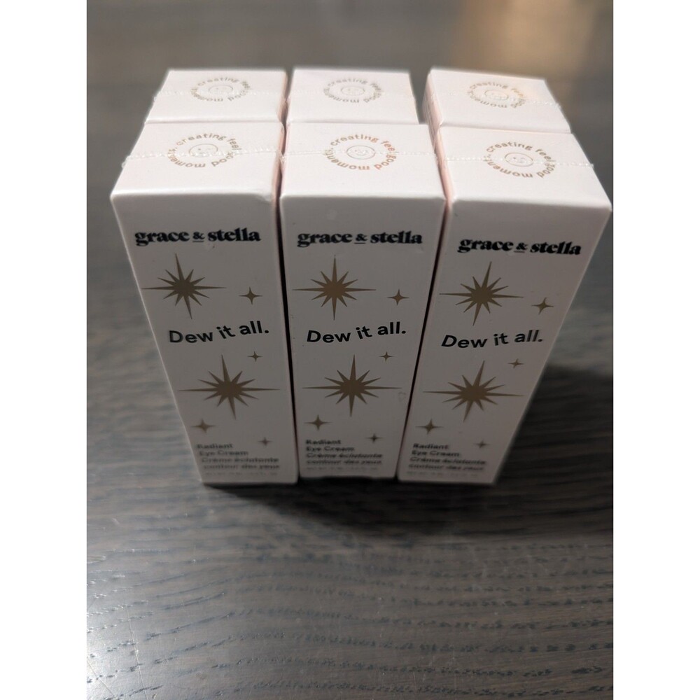 Lot of 6 Grace & Stella De-Puffing Radiant Eye Cream Dew It All  .5 Oz NEW